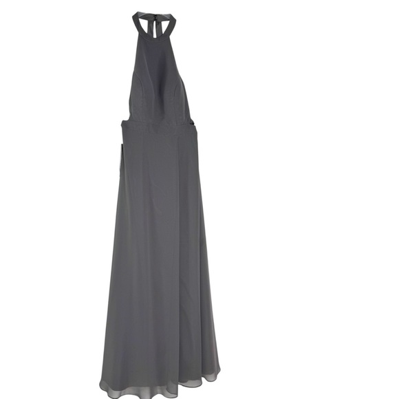 NWT AZAZIE Bridesmaid Clarice Steel Grey Halter Chiffon Dress Open Back Size 2 - Picture 5 of 10